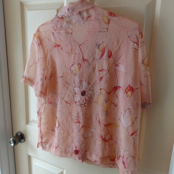 Sheer peach flowered jacket sz M petite from Blair - Picture 2 of 4
